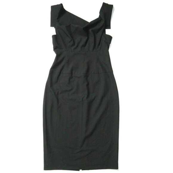 NWT Black Halo Jackie in Black Cap Sleeve Tailored Sheath Dress